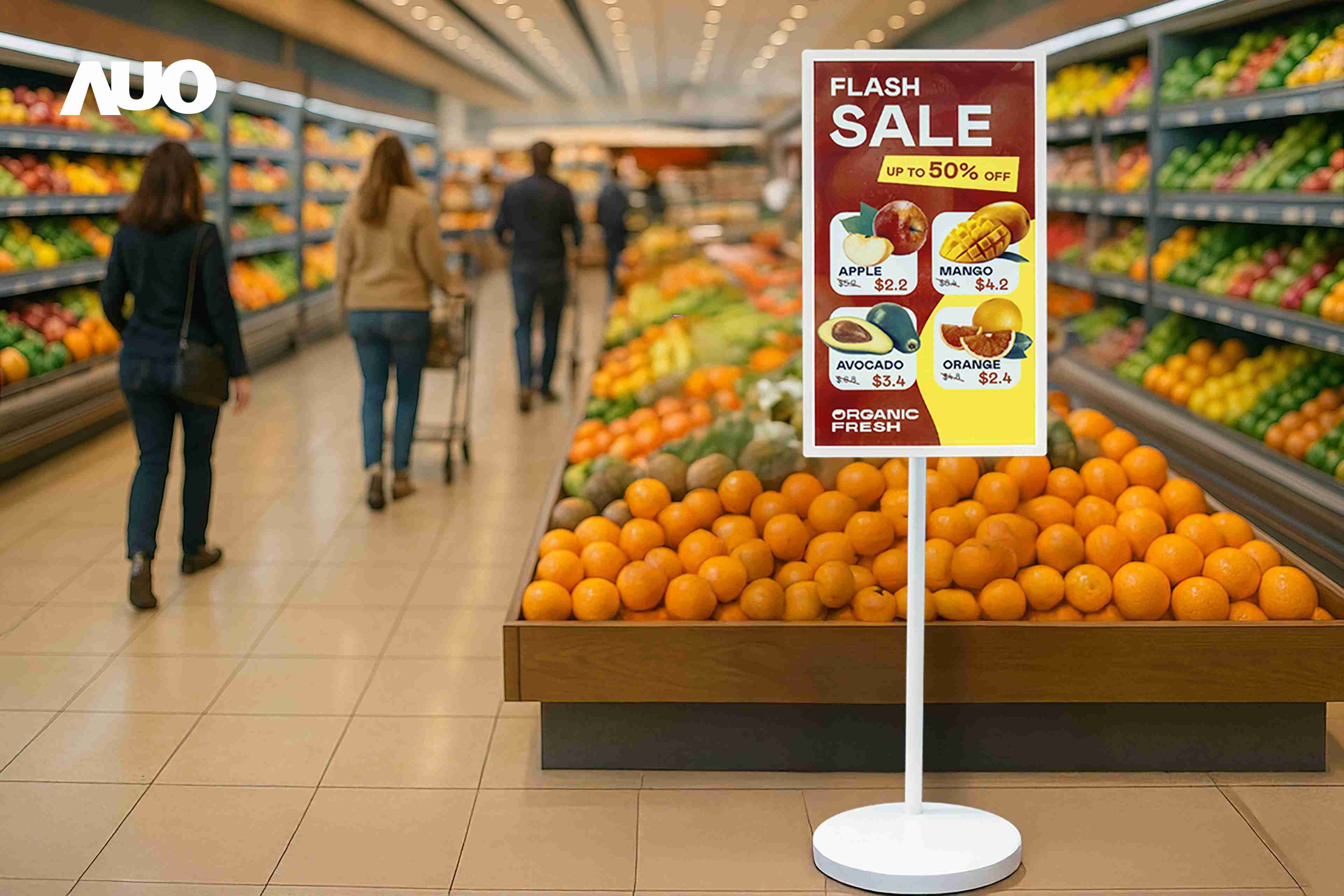 达擎首亮相低功耗、、、、全彩的〝aecoPost电子纸解决方案〞，，，仅在更新画面时需要微量的电力驱动，，，，无需布建电线的便捷设计，，使其可灵活应用、、、、随意置放，，，并可透过云端或行动装置app，，，轻松管理及排程广告内容，，，，晋升店头营销利器。。